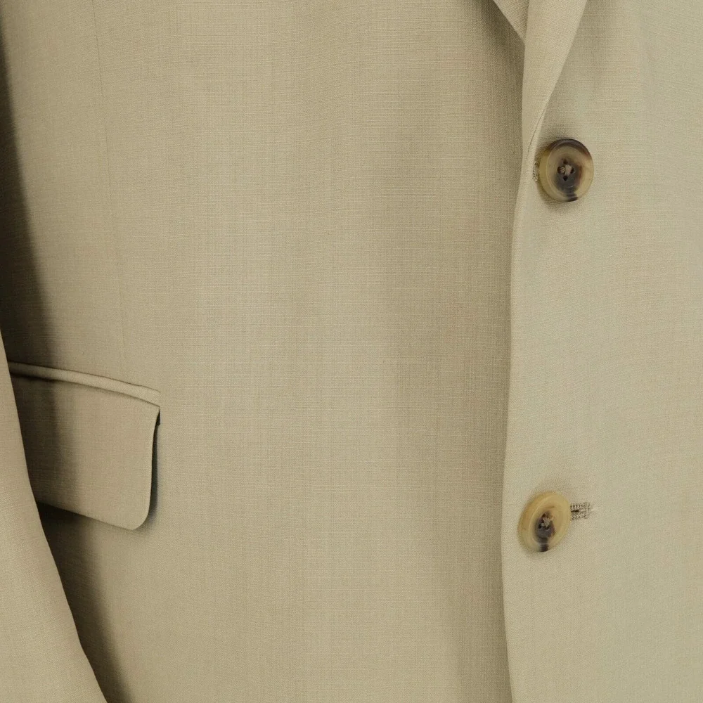 Alan Flusser Sport Coat Mens 44R Beige Silk Jacket Lined Single Vent 2 Button
